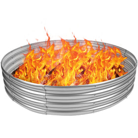 Zzuvjoy heavy-duty fire pit ring assembled at 48 inches for gatherings.