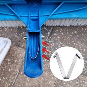 Zzxker clip secures brushes, nets, and rakes to pool poles
